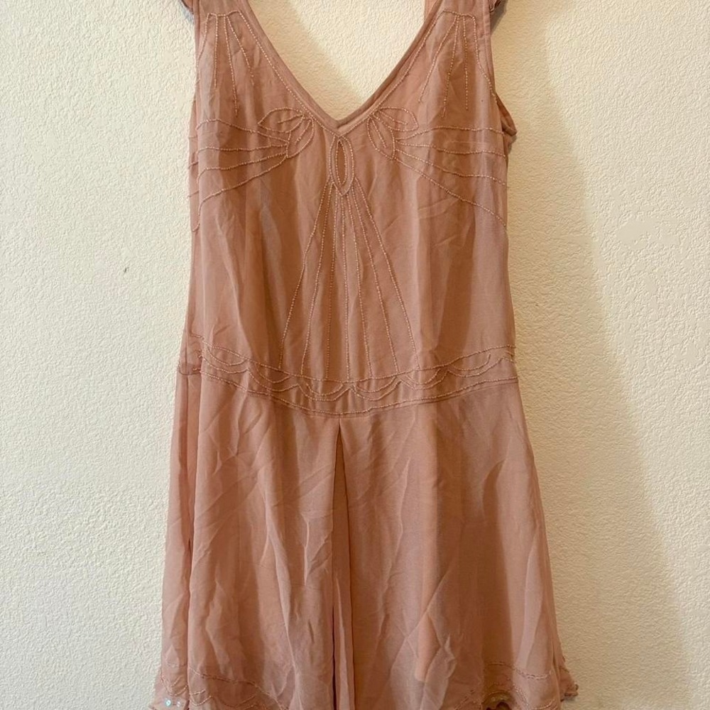 Vintage Y2K asymmetrical fairy babydoll dress w/ beaded art deco design size 10